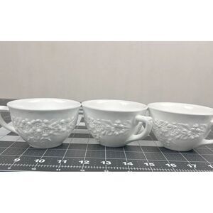 Lot 3 Indiana Milk‎ Glass Orange Blossom Pattern Punch Snack Coffee Tea Cups